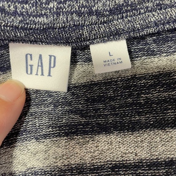 Gap Women's Gray Navy Stripe V-Neck Long Sleeve Hi Low‎ Hem Tunic Sweater… - Picture 4 of 6